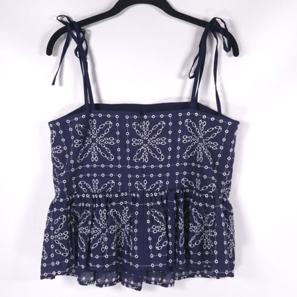 NWT MILLY Enzo Floral Tile Eyelet Peplum Top 72ET21 Size MEDIUM - Picture 8 of 15